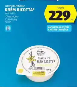 ALDI Cserpes Sajtműhely Krém Ricotta ajánlat