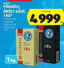 ALDI BRAVOS Pörkölt, Őrölt Kávé, 1 kg ajánlat