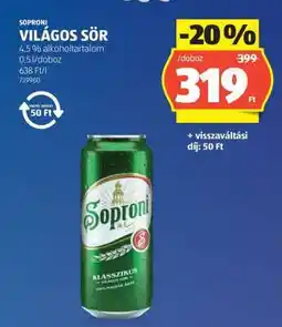 ALDI SOPRONI Világos sör ajánlat