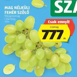 ALDI Mag nélküli fehér szőlő ajánlat