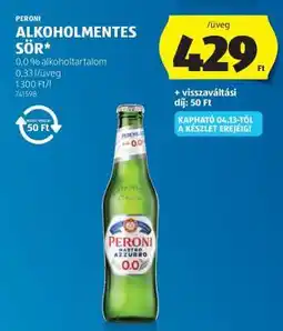 ALDI Peroni Alkoholmentes Sör ajánlat