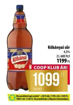 Coop Kőbányai Sör ajánlat