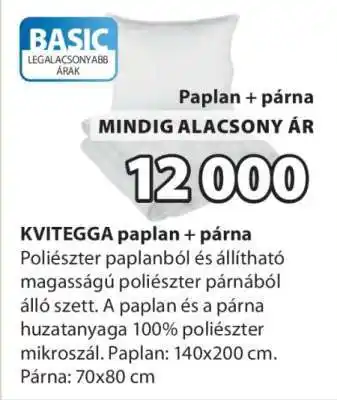 JYSK KVITEGGA paplan + párna ajánlat