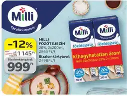 Auchan MILLI Főzőtejszín ajánlat