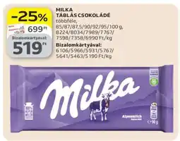 Auchan MILKA Táblás csokoládé ajánlat