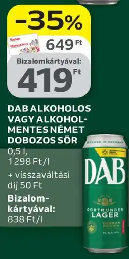 Auchan DAB ALKOHOLOS VAGY ALKOHOLMENTES NÉMET DOBOZOS SÖR ajánlat