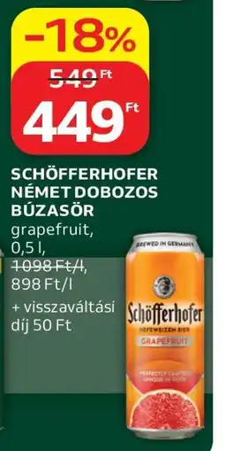 Auchan SCHÖFFERHOFER NÉMET DOBOZOS BÚZASÖR grapefruit ajánlat