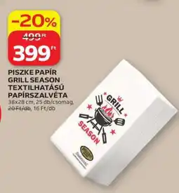 Auchan PISZKE PAPÍR GRILL SEASON TEXTILHATÁSÚ PAPÍRSZALVÉTA ajánlat