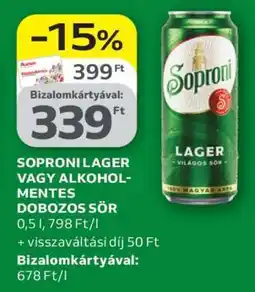 Auchan Soproni Lager vagy alkoholmentes dobozos sör ajánlat