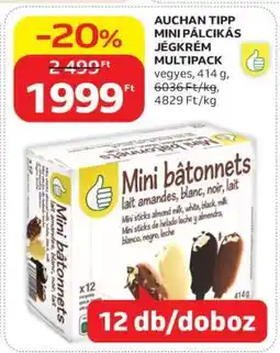 Auchan AUCHAN TIPP MINI PÁLCIKÁS JÉGKRÉM MULTIPACK ajánlat