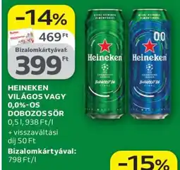 Auchan Heineken Világos vagy 0,0%-os Dobozos Sör ajánlat