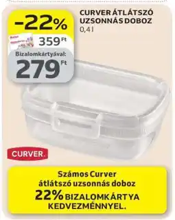 Auchan CURVER ÁTLÁTSZÓ UZSONNÁS DOBOZ ajánlat