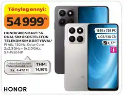 Auchan HONOR 400 SMART 5G DUAL SIM OKOSTELEFON TELEKOM SIM KÁRTYÁVAL ajánlat