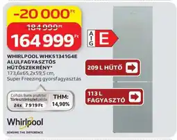 Auchan WHIRLPOOL WHKS1341G4E ALULFAGYASZTÓS HŰTŐSZEKRÉNY ajánlat