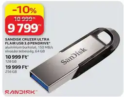 Auchan SANDISK CRUZER ULTRA FLAIR USB 3.0 PENDRIVE ajánlat