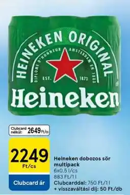 Tesco Heineken dobozos sör multipack ajánlat