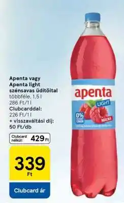 Tesco Apenta vagy Apenta light szénsavas üdítőital ajánlat