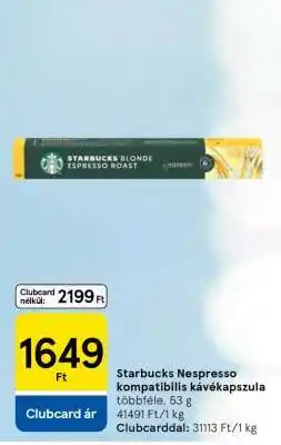 Tesco Starbucks Nespresso kompatibilis kávékapszula ajánlat