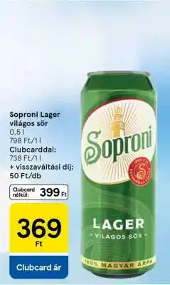 Tesco Soproni Lager világos sör ajánlat