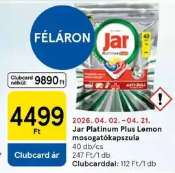 Tesco Jar Platinum Plus Lemon mosogatókapszula ajánlat