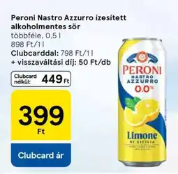 Tesco Peroni Nastro Azzurro ízesített alkoholmentes sör ajánlat