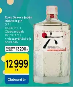 Tesco Roku Sakura japán ízesített gin ajánlat