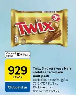 Tesco Twix, Snickers vagy Mars szeletes csokoládé multipack ajánlat
