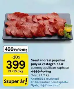 Tesco Szentandrási paprikás pulyka vastagkolbász ajánlat