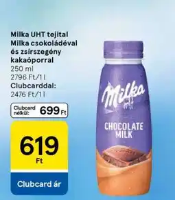Tesco Milka UHT tejital Milka csokoládéval és zsírszegény kakaóporral ajánlat
