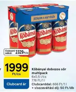 Tesco Kőbányai dobozos sör multipack ajánlat