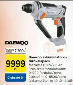 Tesco Daewoo akkumulátoros fúrókalapács ajánlat