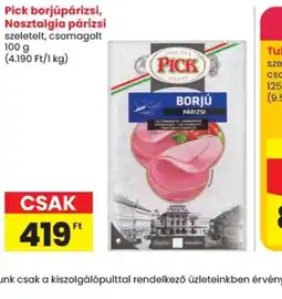 Spar Pick borjúpárizsi, Nosztalgia párizsi ajánlat