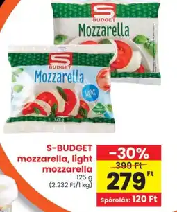 Spar S-BUDGET mozzarella ajánlat
