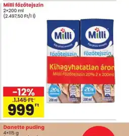 Spar Milli főzőtejszín ajánlat