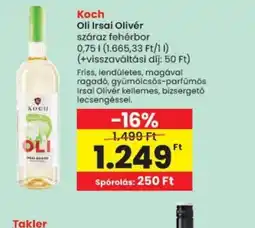 Spar Koch Oli Irsai Olivér bor ajánlat