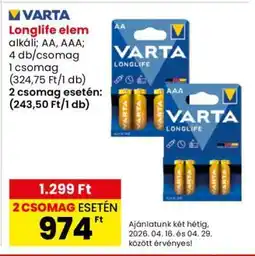 Interspar Varta Longlife elem ajánlat