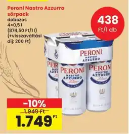 Interspar Peroni Nastro Azzurro sörpack ajánlat
