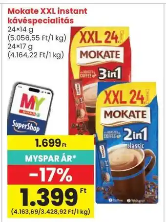 Interspar Mokate XXL instant kávéspecialitás ajánlat