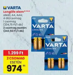 Spar Varta Longlife elem ajánlat