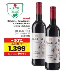 Spar Teleki Cabernet Sauvignon, Cabernet Franc ajánlat
