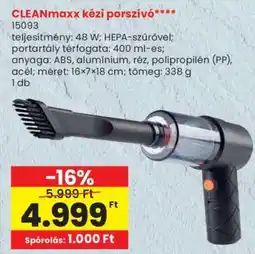 Spar CLEANmaxx kézi porszívó ajánlat