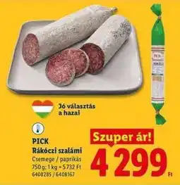 Lidl PICK Rákóczi szalámi ajánlat