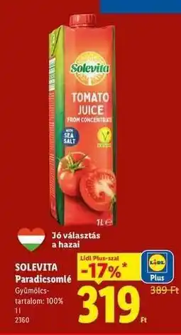 Lidl SOLEVITA Paradicsomlé ajánlat