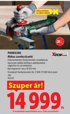 PARKSIDE Akkus sarokcsiszoló