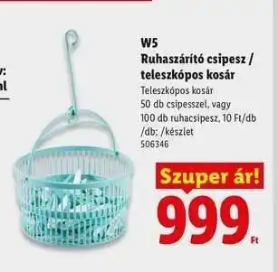 Lidl W5 Ruhaszárító csipesz / teleszkópos kosár ajánlat