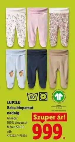 Lidl LUPILU Baba biopamut nadrág ajánlat