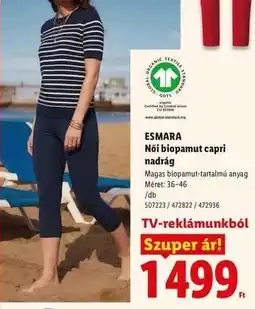 Lidl ESMARA Női biopamut capri nadrág ajánlat
