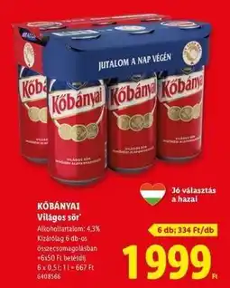 Lidl KŐBÁNYAI Világos sör ajánlat