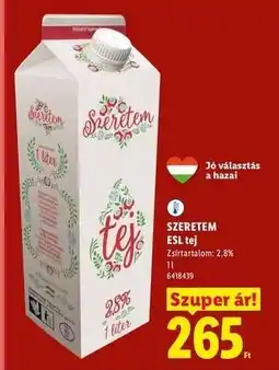 Lidl Szeretem ESL tej ajánlat