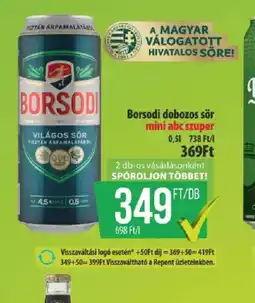 Coop BORSODI dobozos sör ajánlat
